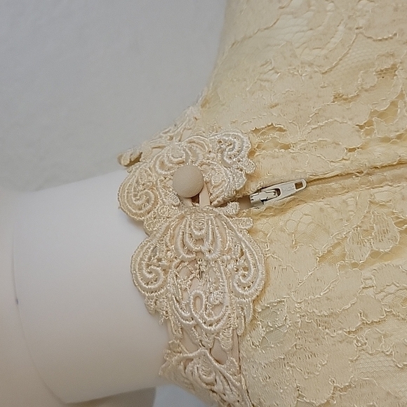 VTG RIMINI 1970s Ivory Lace Colonial Castlecore Chiffon Ruffle Bridal Dress - Picture 10 of 16